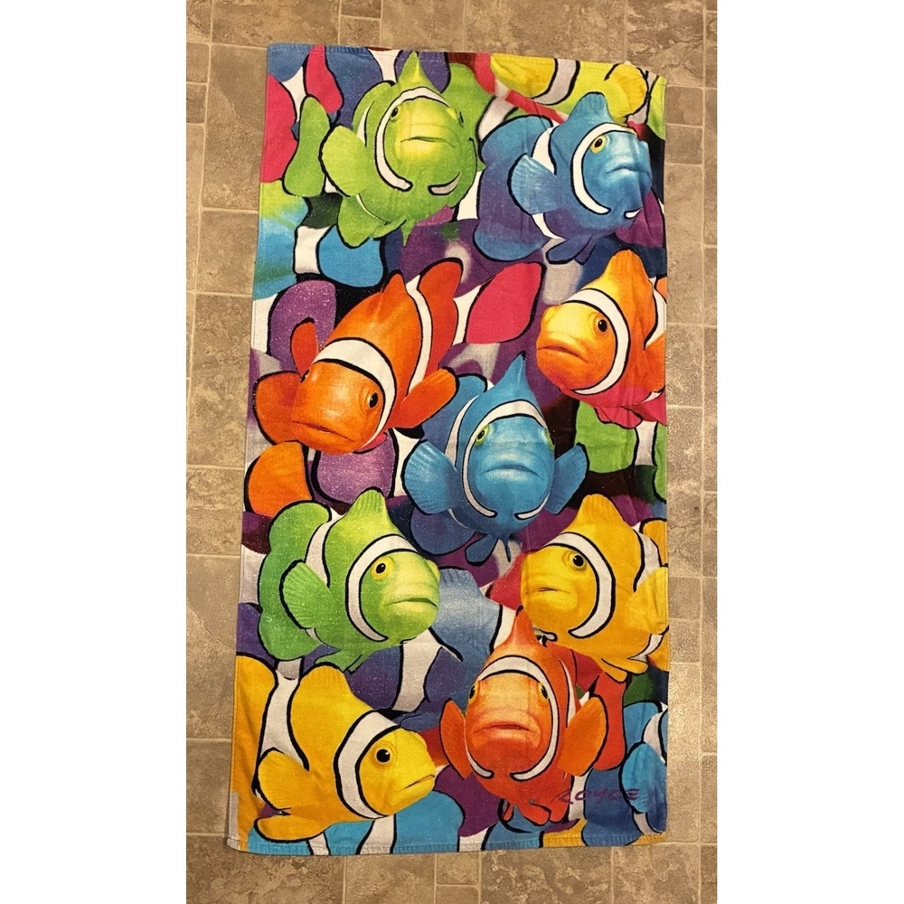Vintage Royce Clown Fish Beach Towel‎ Large Colorful